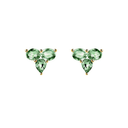 tourmaline 2ct earrings with chains 18k gold