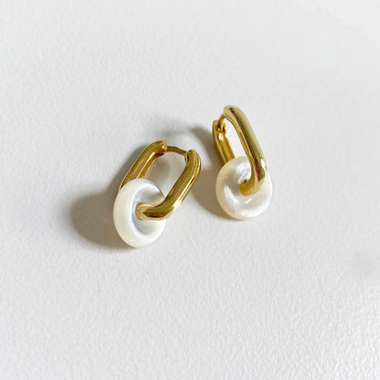 white mop small small oval earrings 18k gold plated sterling silver