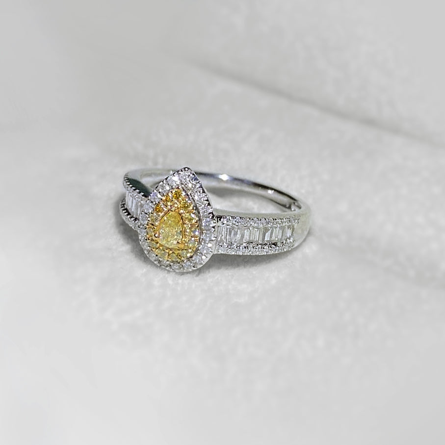 yellow diamond 05ct ring 18k white gold