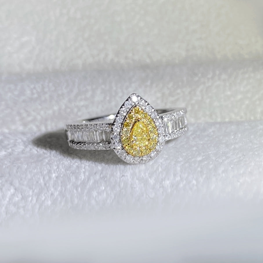 yellow diamond 05ct ring 18k white gold