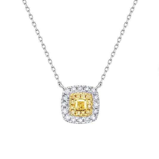 yellow diamond necklace 18k white gold